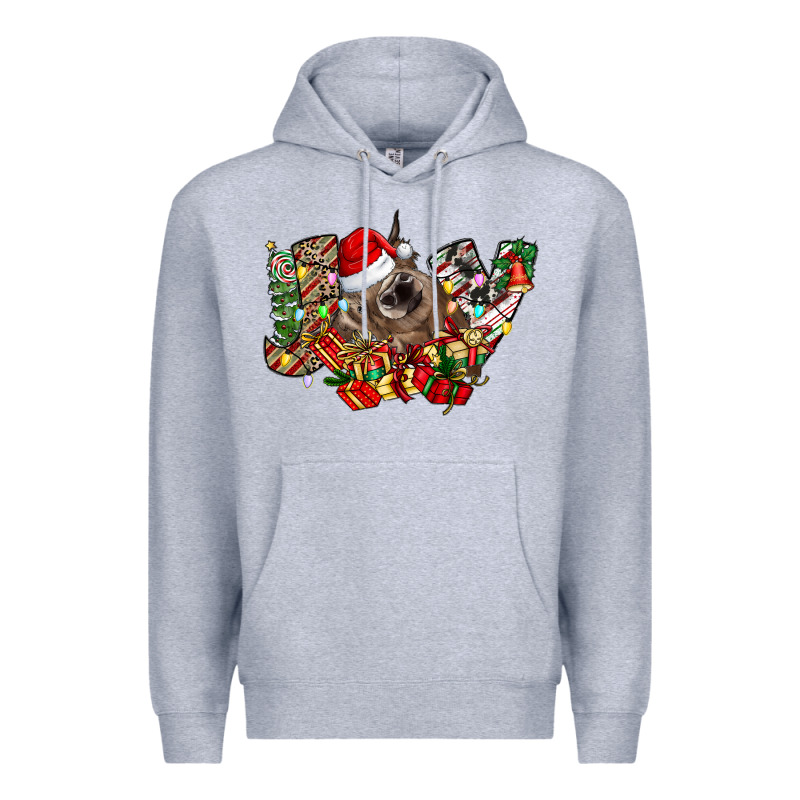 Christmas Joy Highland Cow Premium Hoodie by CowhideDigitalArt | Teevron