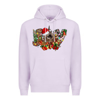 Lilac christmas joy highland cow Premium Hoodie - CowhideDigitalArt