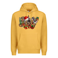 Mustard christmas joy highland cow Premium Hoodie - CowhideDigitalArt