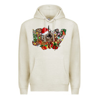 Oatmeal Heather christmas joy highland cow Premium Hoodie - CowhideDigitalArt