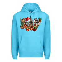 Ocean Blue christmas joy highland cow Premium Hoodie - CowhideDigitalArt