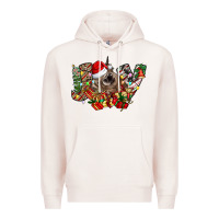 Pale Pink christmas joy highland cow Premium Hoodie - CowhideDigitalArt