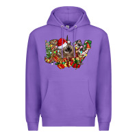 Purple christmas joy highland cow Premium Hoodie - CowhideDigitalArt