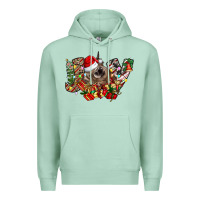 Seafoam christmas joy highland cow Premium Hoodie - CowhideDigitalArt