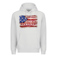 Dove Grey Baseball American flag Premium Hoodie - Neo Western