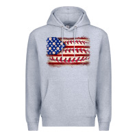 Heather Grey Baseball American flag Premium Hoodie - Neo Western