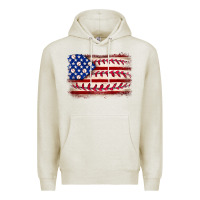 Oatmeal Heather Baseball American flag Premium Hoodie - Neo Western