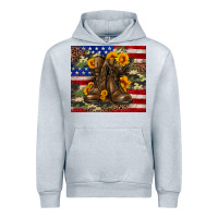 Heather Grey Army USA lag leopard camouflage sunflower 20oz Urban Hoodie - Neo Western