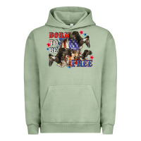Pigment Oil Green Born to be free 4th of july Urban Hoodie - CowGirlArtShop