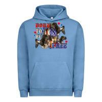 Pigment Pebble Blue Born to be free 4th of july Urban Hoodie - CowGirlArtShop