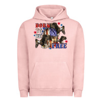 Pigment Salmon Born to be free 4th of july Urban Hoodie - CowGirlArtShop