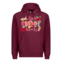 Burgundy i teach sweet hearts valentine's day teacher Premium Hoodie - FaDigitalArtStudio