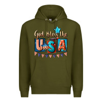 Army Green God bless the USA 4th of july Premium Hoodie - CowGirlArtShop