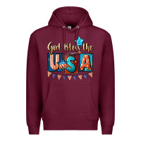 Burgundy God bless the USA 4th of july Premium Hoodie - CowGirlArtShop