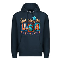 Navy God bless the USA 4th of july Premium Hoodie - CowGirlArtShop