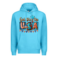 Ocean Blue God bless the USA 4th of july Premium Hoodie - CowGirlArtShop