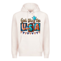 Pale Pink God bless the USA 4th of july Premium Hoodie - CowGirlArtShop