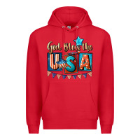Red God bless the USA 4th of july Premium Hoodie - CowGirlArtShop