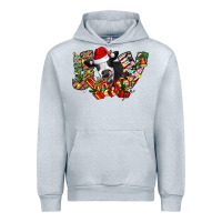 Heather Grey Christmas Joy Cow Urban Hoodie - CowhideDigitalArt