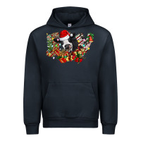 Navy Christmas Joy Cow Urban Hoodie - CowhideDigitalArt