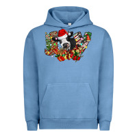 Pigment Pebble Blue Christmas Joy Cow Urban Hoodie - CowhideDigitalArt