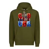Army Green God bless the USA  4th of july Premium Hoodie - CowGirlArtShop