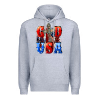 Heather Grey God bless the USA  4th of july Premium Hoodie - CowGirlArtShop