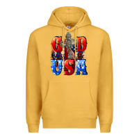 Mustard God bless the USA  4th of july Premium Hoodie - CowGirlArtShop