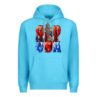 Ocean Blue God bless the USA  4th of july Premium Hoodie - CowGirlArtShop