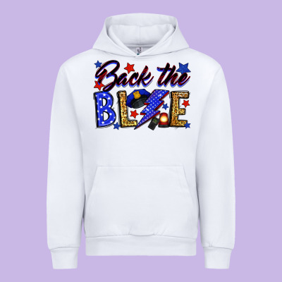 Back The Blue With Lightning Bolt Urban Hoodie Designed By Neo Western