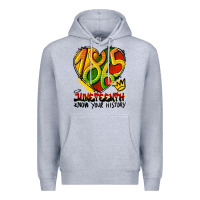 Heather Grey juneteenth 1865 graffiti Premium Hoodie - HRA Design Shop