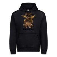 Black afro messy bun mom life Urban Hoodie - HRA Design Shop
