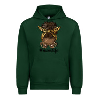 Forest Green afro messy bun mom life Urban Hoodie - HRA Design Shop