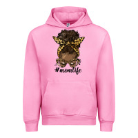 Fuchsia Pink afro messy bun mom life Urban Hoodie - HRA Design Shop