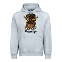 Heather Grey afro messy bun mom life Urban Hoodie - HRA Design Shop