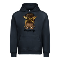 Navy afro messy bun mom life Urban Hoodie - HRA Design Shop