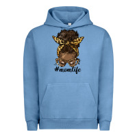 Pigment Pebble Blue afro messy bun mom life Urban Hoodie - HRA Design Shop