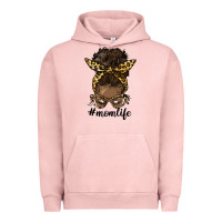 Pigment Salmon afro messy bun mom life Urban Hoodie - HRA Design Shop