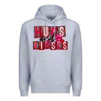 Heather Grey hugs and kisses Premium Hoodie - FaDigitalArtStudio