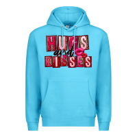 Ocean Blue hugs and kisses Premium Hoodie - FaDigitalArtStudio