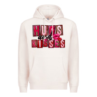 Pale Pink hugs and kisses Premium Hoodie - FaDigitalArtStudio