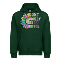 Forest Green Don't Worry Be Hippie Urban Hoodie - CowhideDigitalArt