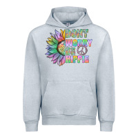 Heather Grey Don't Worry Be Hippie Urban Hoodie - CowhideDigitalArt