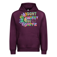 Mauve Wine Don't Worry Be Hippie Urban Hoodie - CowhideDigitalArt