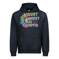 Navy Don't Worry Be Hippie Urban Hoodie - CowhideDigitalArt