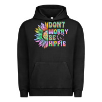 Pigment Black Don't Worry Be Hippie Urban Hoodie - CowhideDigitalArt