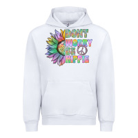White Don't Worry Be Hippie Urban Hoodie - CowhideDigitalArt