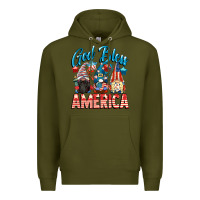 Army Green God blessed America gnomes 4th of July Premium Hoodie - CowGirlArtShop