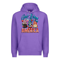 Purple God blessed America gnomes 4th of July Premium Hoodie - CowGirlArtShop