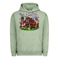 Pigment Oil Green Barn farm animals 4th of July Urban Hoodie - Neo Western